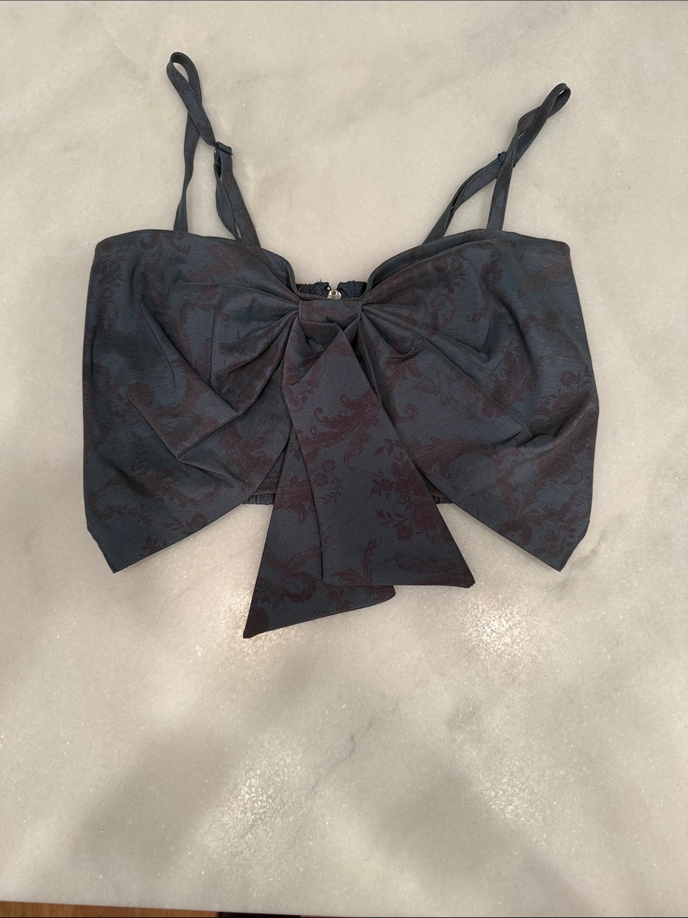 Kimchi Blue Charcoal Brocade Bow-Front Camisole